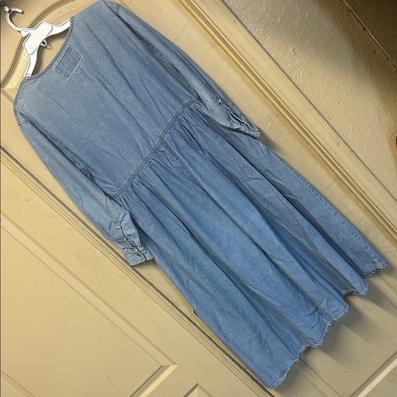 Express Light Blue Long Sleeve Denim Dress - Picture 4 of 5